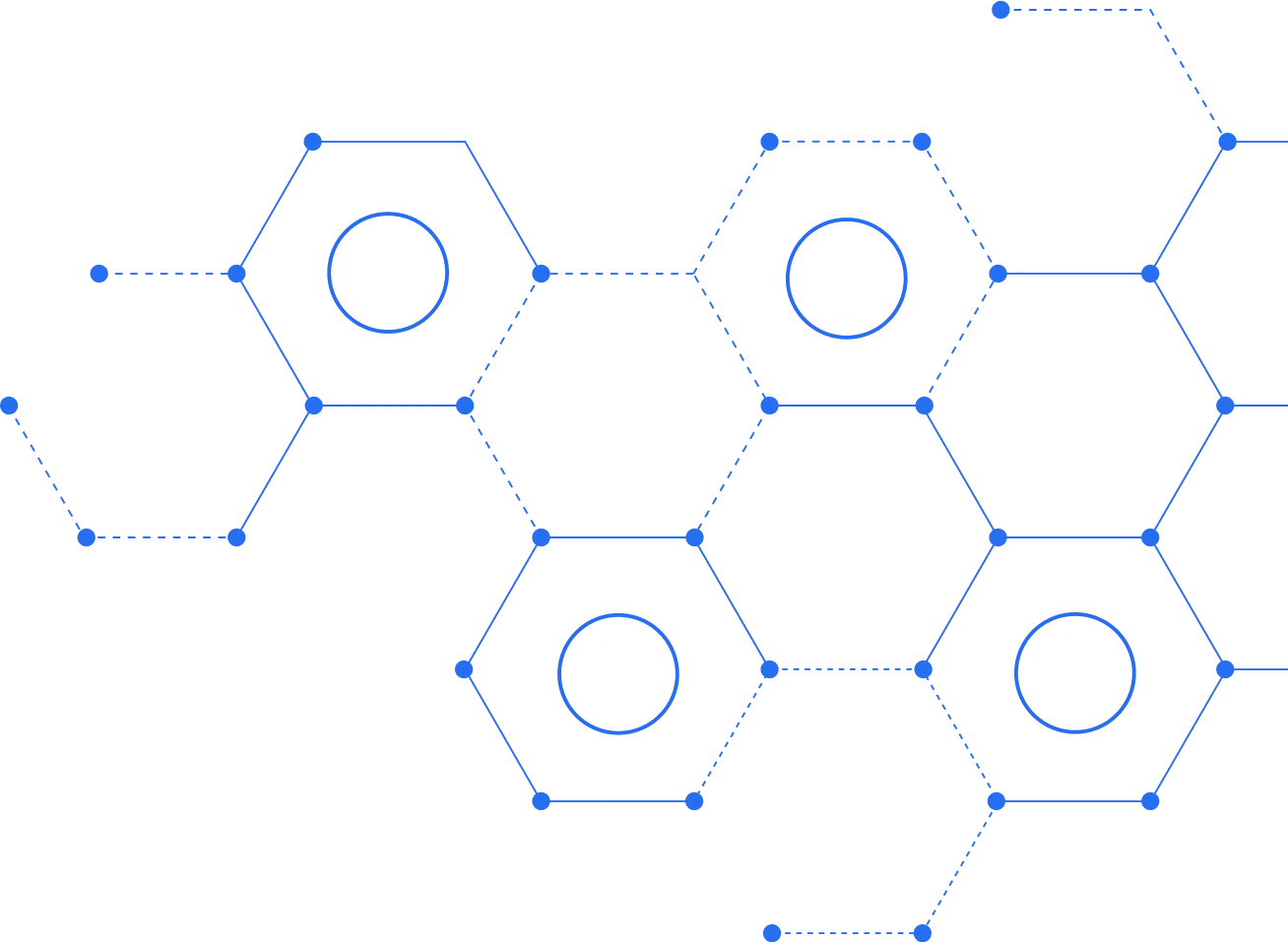 A graphic of a honeycomb grid with various icons
